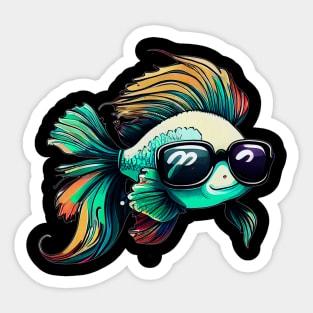 COOL BETTA FISH WITH SUNGLASSES Sticker